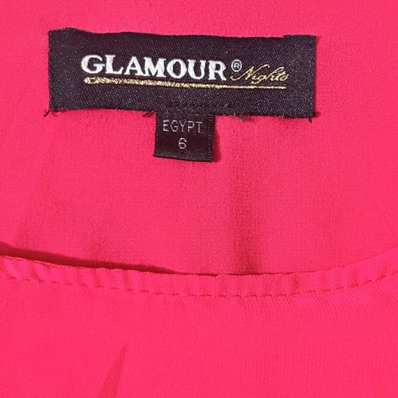 Glamour Nights Pink Popover Cape Sheath Dress Size 6 Chiffon Overlay - Picture 8 of 9
